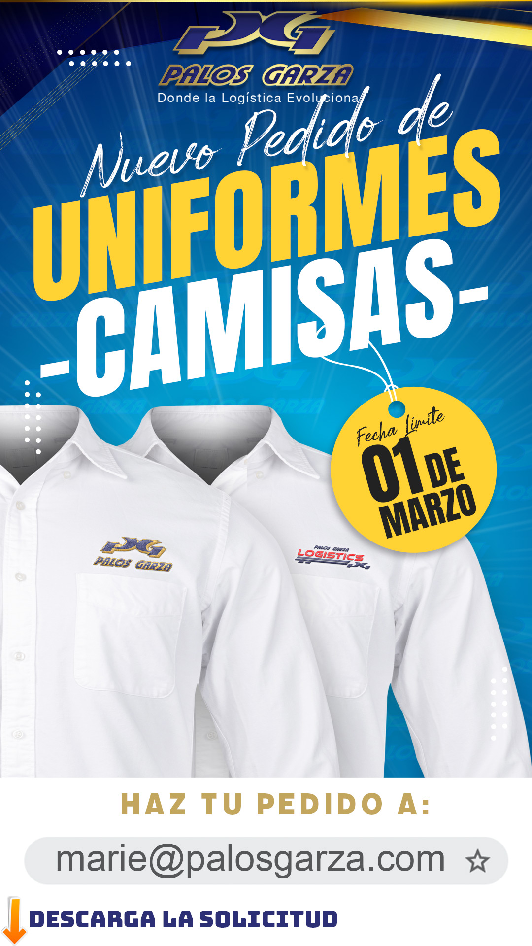 Aviso-Nuevo Pedido de uniformes Marzo 2025
